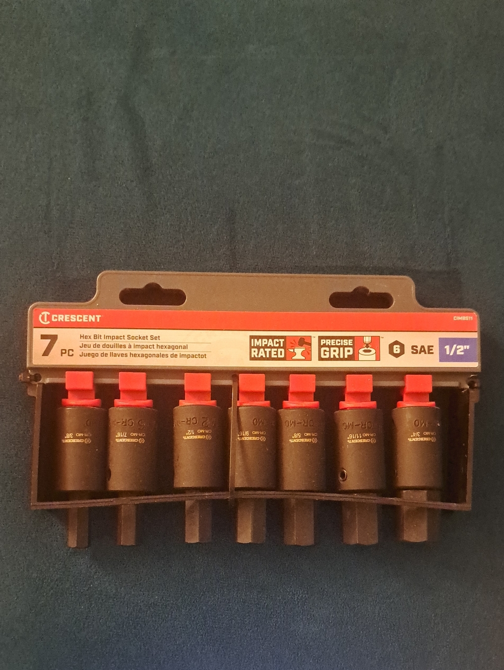 Crescent 7-Piece Hex Bit Impact Socket Set - Black & Red